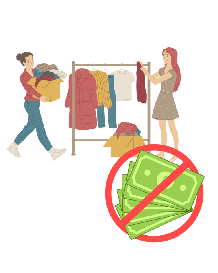 Icon Kleiderstange mit Person und Geld durchgestrichen