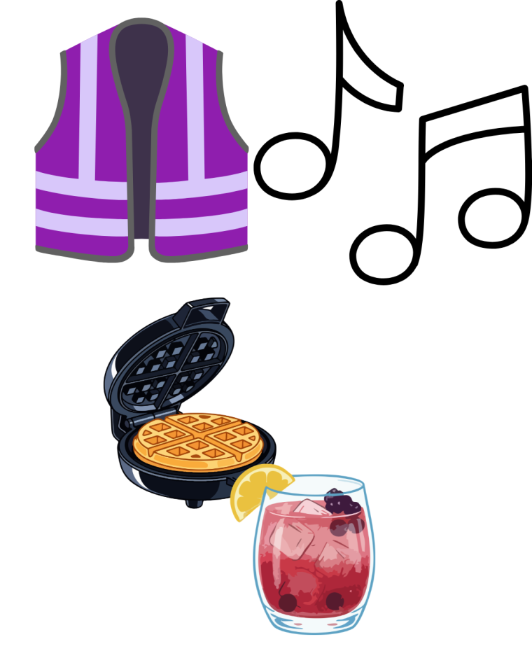 Ico Weste, Musiknoten, Waffeln, Trinkglas