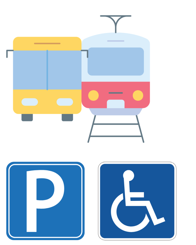 Icon Bus, Bahn, Parkplatz, barrierefreier Parkplatz