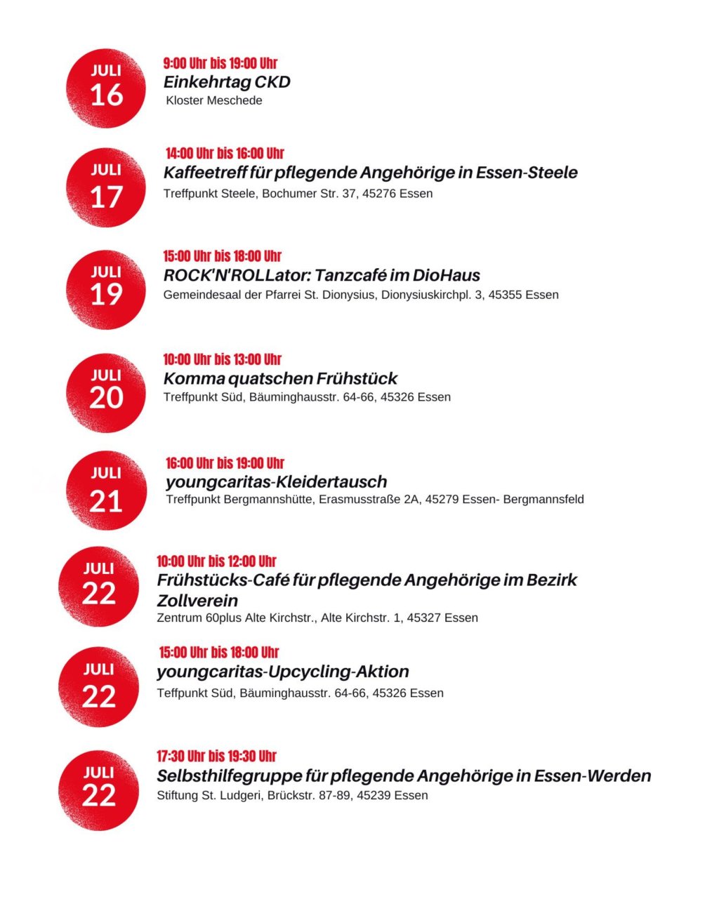 Veranstaltungen Juli 2026