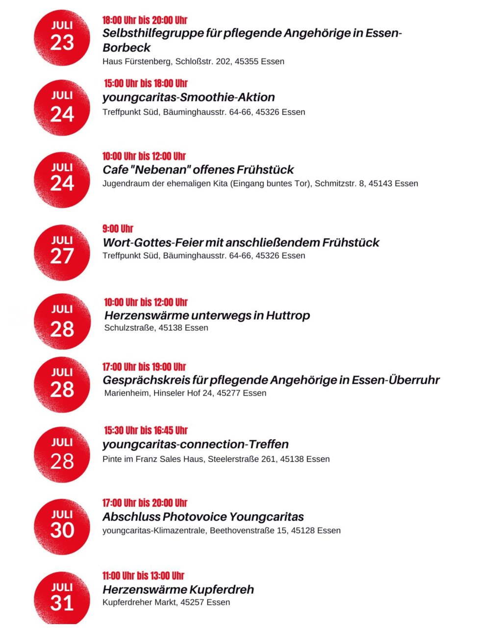 Veranstaltungen Juli 2026