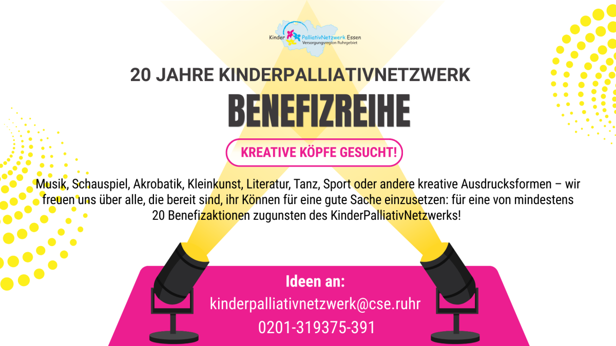 Schriftzug "Benefizaktion" im Scheinwerferlicht